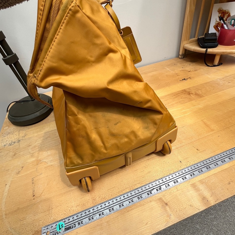 Chic Mustard Leather Rolling Tote Bag - Picture 13 of 16